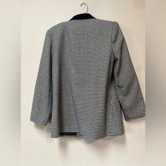 Sag Harbor Wool Houndstooth Blazer Women’s 10 Velvet Collar Classic Work Jacket - Picture 2 of 10